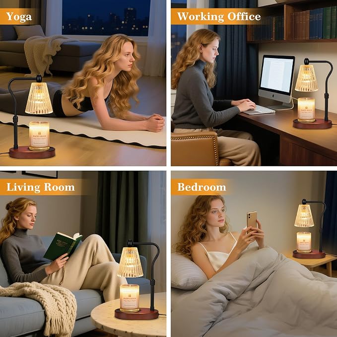 Imenlox Candle Warmer Lamp, Remote Control, with Timer and Dimmer, Adjustable Height, Christmas Birthday Gifts for Women Mom, House Warming Gifts New Home Decor, Wax Warmer for Jar Candles (Brown RC)
