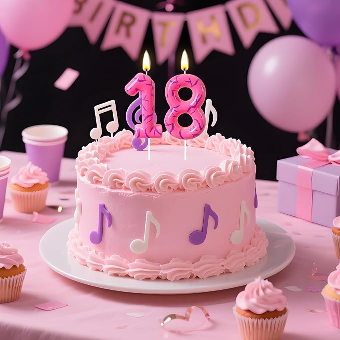 Number 8 Birthday Candle for Cake – Pink Gradient Number Candle with Mystic Rune Pattern, Decorative Cake Topper for Anniversary & Celebration