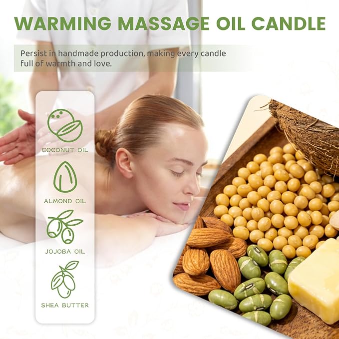 Soybean Wax Warming Massage Oil Candle for Stress Relief and Skin Moisturizing, Romantic Gift SPA Use Home Scented Candle Body Oil Caramel Whisky Scent 2.35 OZ (Gardenia)