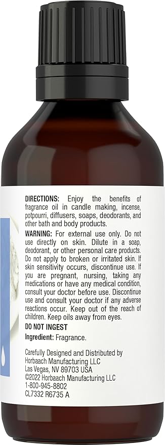 Horbäach Baby Powder Fragrance Oil | 1 fl oz (30ml) | Premium Grade | for Diffusers, Candle and Soap Making, DIY Projects, Aroma Spray, & More