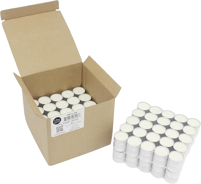 Stonebriar Unscented Long Burning White Tealight Candles, Bulk Pack, 6-7 Hour Burn Time, Smokeless Tealights for Parties, Weddings, Home, 200 Count
