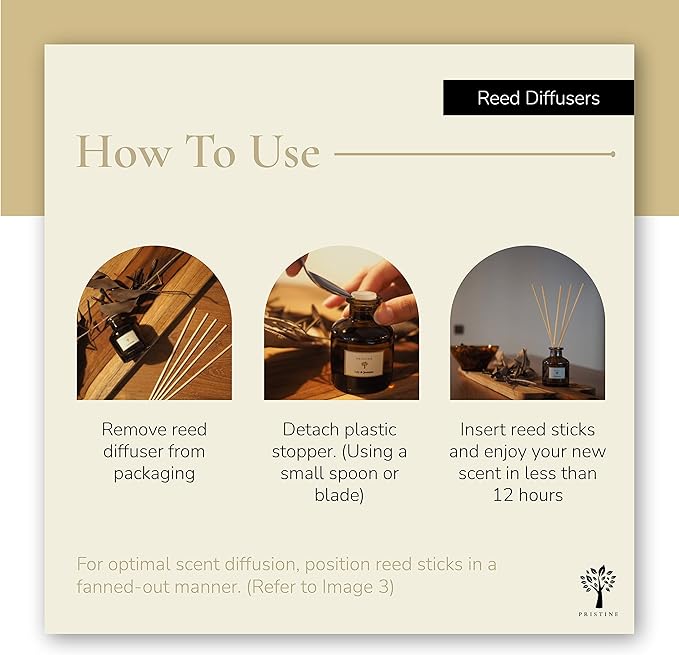 PRISTINE English Country Inn Reed Diffuser for Home | Fresh Blend of Strawberry, Vanilla, Musk Reed Diffuser Set, Oil & Reed Diffuser Sticks | Home & Office Decor | Fragrance