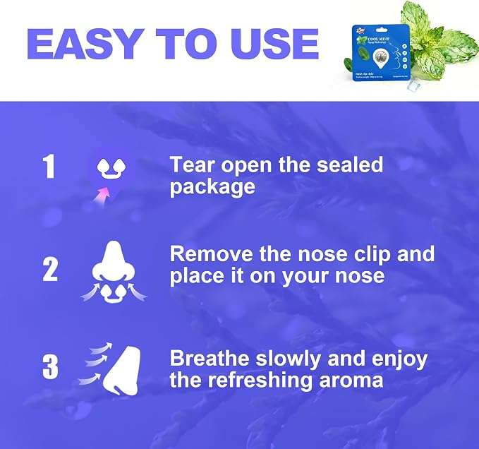 Peppermint Aromatherapy Nose Clip, Soft Wearable Fragrance Accessory, Hands-Free Clip-On Scent Product for Driving, Work and Study, Discreet Personal Aroma (10Pack)