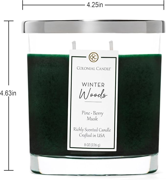 Colonial Candle Winter Woods Scented Candle Jar, Highly Fragranced Candles for Home Scented, Mottled Wax Candle, 2 Wick, 8 oz - Made in the USA
