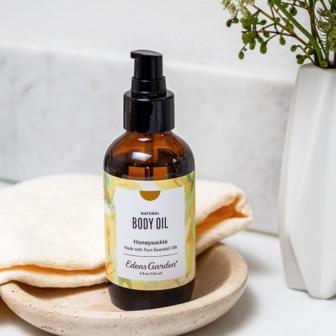 Edens Garden Honeysuckle Body Oil – Bath, Body & Massage Oil with Pure Essential Oils & Vitamin E, Moisturizing Floral Aromatherapy for Skincare, 4 fl oz (118 ml)