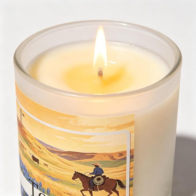 Texas Trail Scented Candle, Leather & Oak & Tobacco, Texas Gifts, Texas Themed Gifts, Texas Gift for Women, Texas Souvenirs, Rustic Decor, 100% Soy Wax, 7OZ