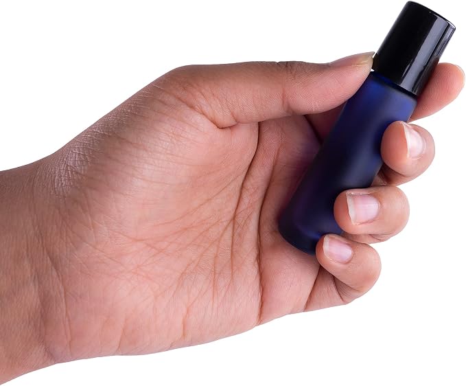 Super Z Outlet Cobalt Blue Glass Roll On 10ml (1/3oz) Bottles Glass Container Tubes Roll-On Bottles with Ball Tips for Homemade Lip Care Products, Aromatherapy Essential Oils, Perfumes (6 Pack)