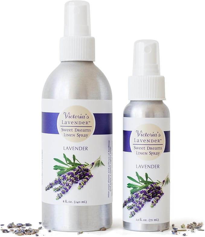 Victoria's Lavender Linen Spray - Aromatherapy Pillow Mist & Linen Spray, Soothing Lavender Essential Oil for Bed & Pillow Comfort, Ideal Holiday Gift, Handmade in Oregon, Made in USA (8 oz + 2 oz)