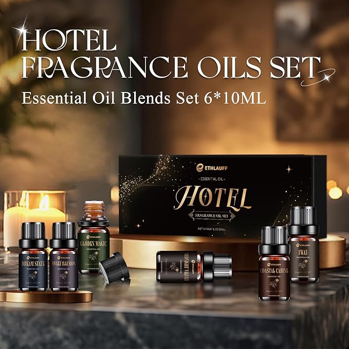 Hotel Collection Diffuser Oil, My Way, Dream State, Coastal Cabine, Inspired by The Most Popular 5-Star Hotel Scents, Fragrance Oil Set 6 * 10 ml