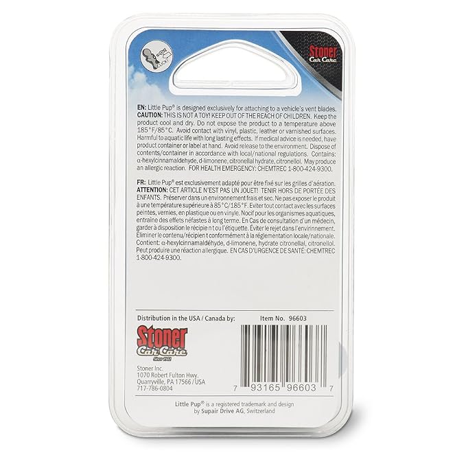 Little Pup 96603 Ocean Splash Scent, Car Air Freshener, Clips to A/C Air Vent, Alcohol-Free Fragrance Oil, Non-Hazardous and Non-Toxic Plastic, Set of 1 (Pack of 2)