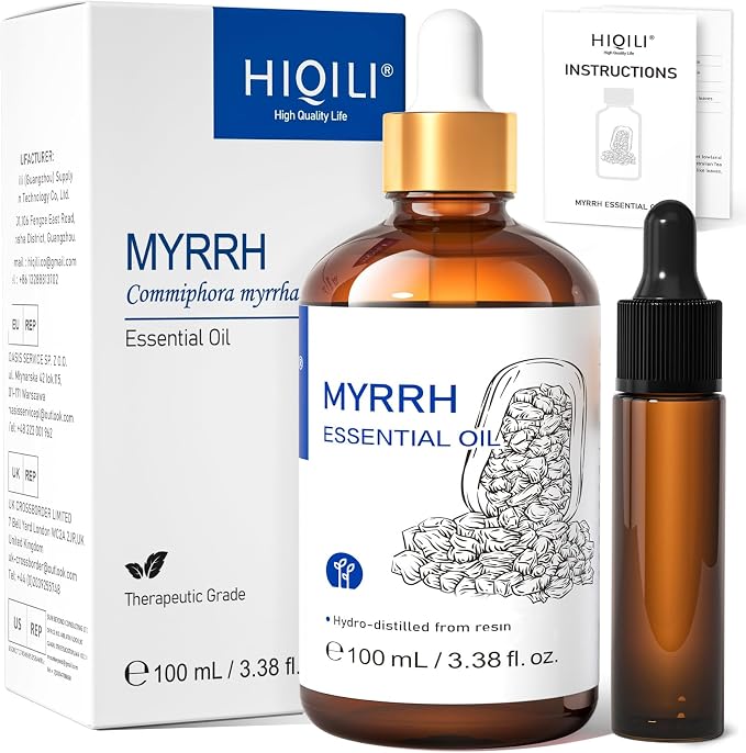 HIQILI 100ML Myrrh Essential Oil for Skin, Diffuser & Candle - 3.38 Fl Oz