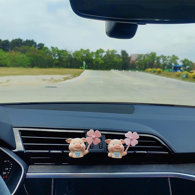 Cute Car Air Freshener Vent Clips, 3D Animal with Mini Fan Diffuser Vent Clip, Air Conditioning Decoration Car Accessories for Women and Men