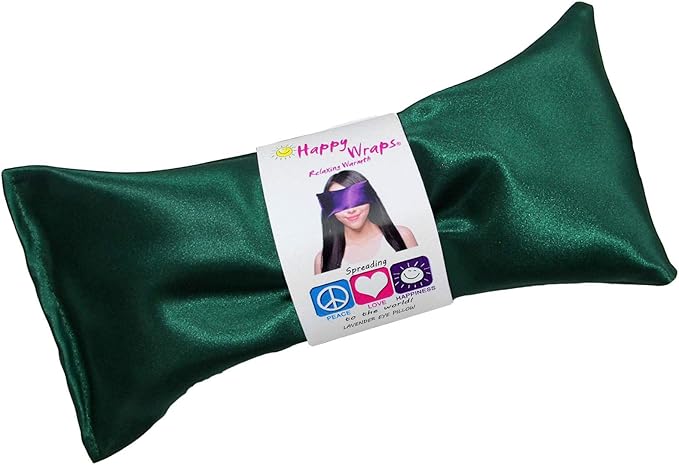 Lavender Eye Pillow - Hot Cold Weighted Eye Pillows for Relaxation, Sleep, Stress, Migraine Relief, Yoga - Aromatherapy Gifts for Women, Birthday, Teachers, Made in USA by Happy Wraps - Emerald