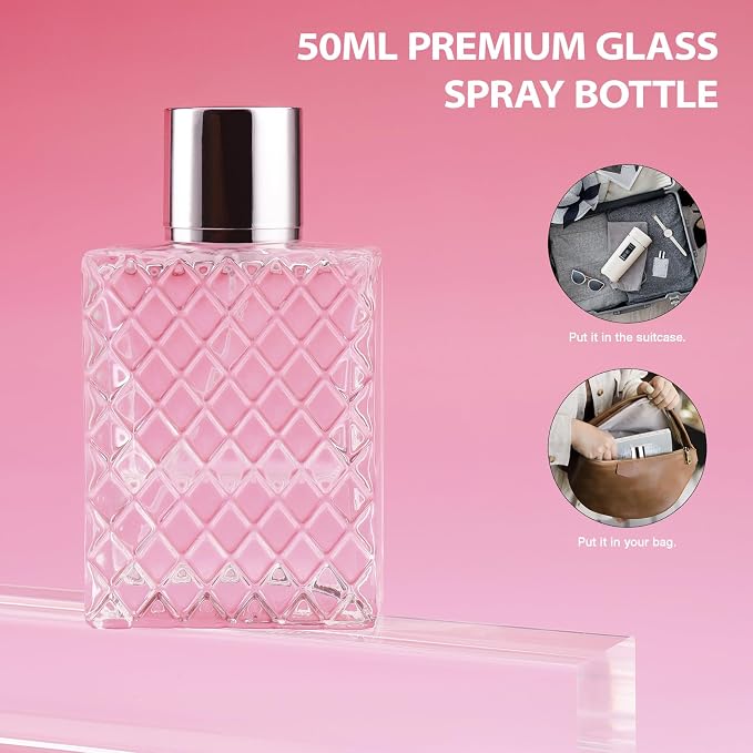 Glass Perfume Bottles Empty Refillable, 50ml /1.7oz Atomizer Sprayer for Perfume, Cologne Bottles Empty with Perfume Dispenser