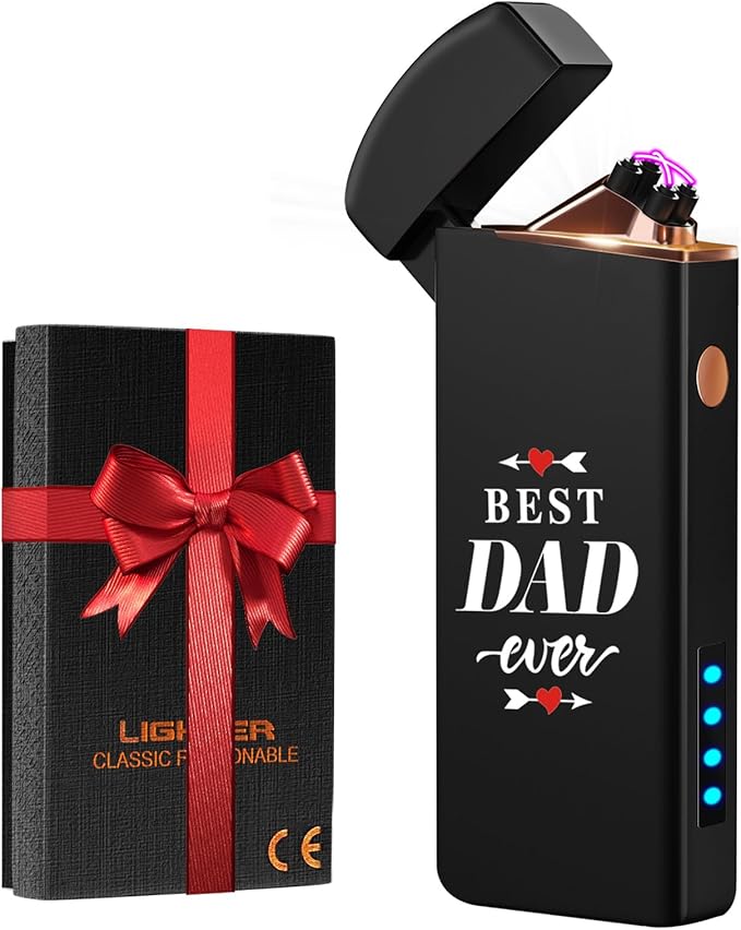 Coquimbo Fathers Day Dad Gifts from Daughter Son Wife: Electric Lighter Dad Mens Birthday Gifts, Rechargeable Windproof Flameless Dual Arc Plasma Lighters