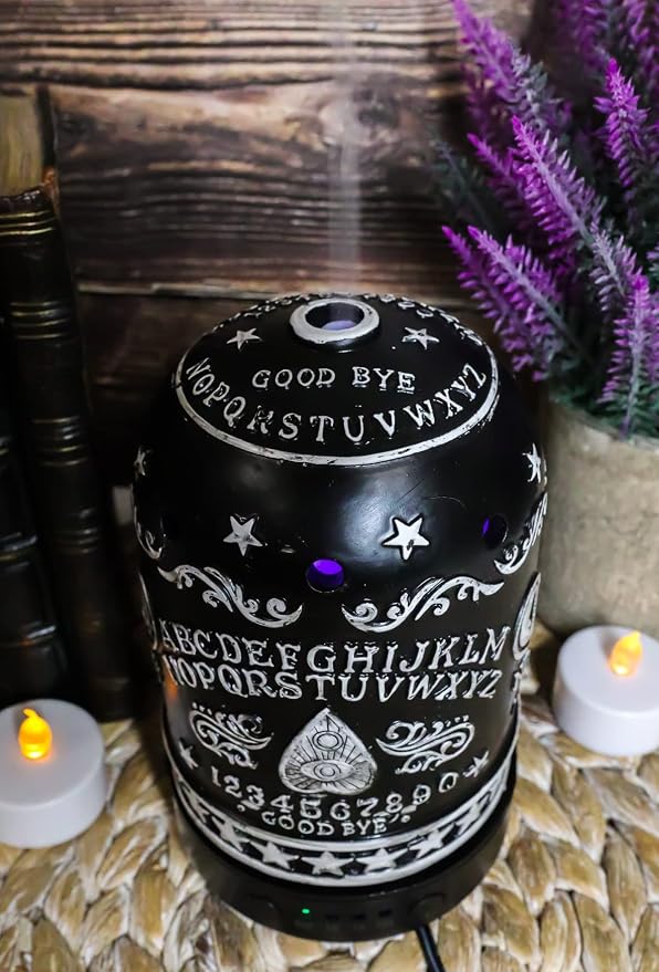 Ebros Gift Wicca Occult Ouija Spirit Board Planchette Eye of Providence Pentagram Aroma Essential Oil Diffuser with Colorful LED Lights and Electronic USB Power Cord Home Aromatherapy Accessory