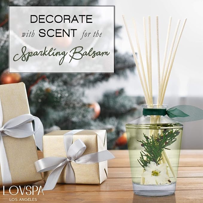 Reed Diffuser Set, Sparkling Balsam Scented Oil Diffuser with Sticks, Home Fragrance Accessories for Bathroom Shelf Decor, Aroma Diffusers for Home or Office Desk, USA Made