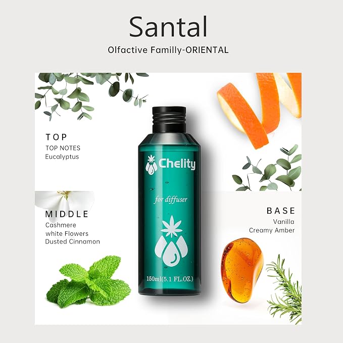 Hotel Essential Oils, Home Luxury Scents, Santal 2.1 Fl Oz for Waterless Diffuser & Ultrasonic and Crafting for Ultrasonic and Crafting，Aromatherapy Bigger Bottle & Longer Lasting