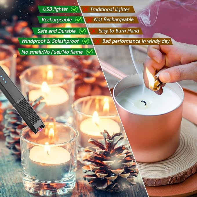 MEIRUBY Lighter Stocking Stuffers for Adults Wife Mom, Electric Candle Lighter for Women Mom Candle Lover Christmas Birthday Present Ideas Gifts, Cool Gadgets for Women Men 2025
