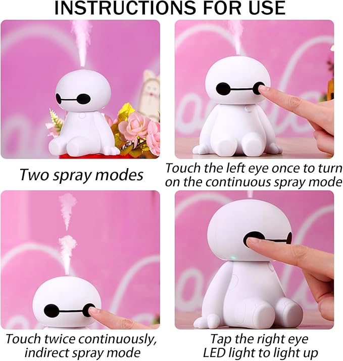 INVODA Humidifiers Portable Small Cool Mist Humidifiers Mini USB Personal Desktop for Travel, Car, Office Room, Bedroom (White)