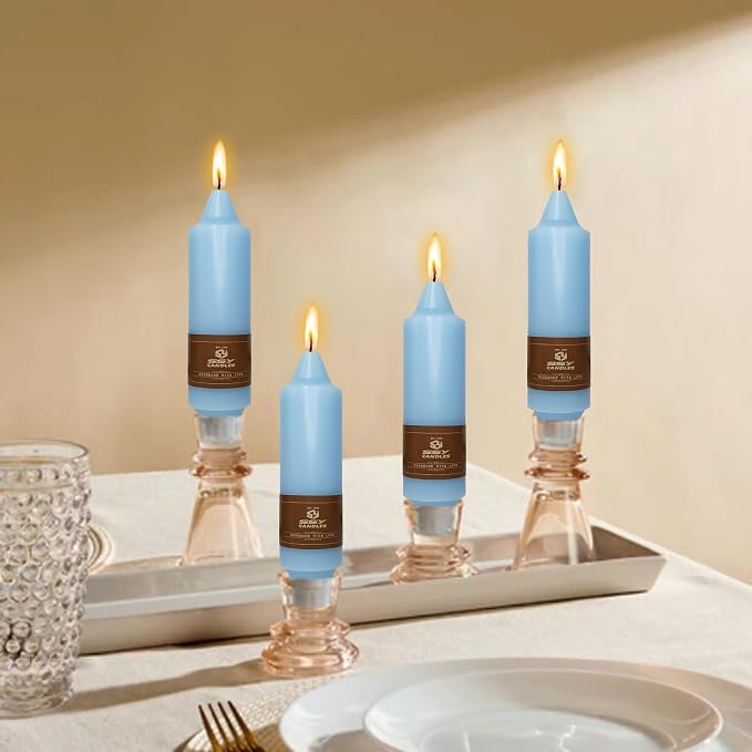 5 Inch Short Taper Candles Blue 4 PCS Handmade Candle for Dinner Household Wedding Party Home Décor Candlesticks
