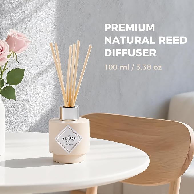 Bamboo Reed Diffuser Set,100ml Scented Oil Diffuser with 6 Reed Sticks,Long-Lasting Home & Office Fragrance for Living Room,Bedroom
