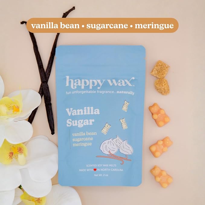 Happy Wax Vanilla Lovers Collection: Natural, Non-Toxic Scented Soy Wax Melts – Total 6oz Variety Pack: Vanilla Bean Latte, Vanilla Sugar, Vanilla Sandalwood