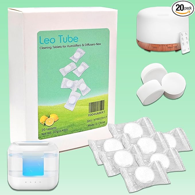 Cleaning Tablets for Humidifiers & Diffusers, Remove Stains and Residue, Prevent Buildup, Humidifier Cleaner Tablets (20-Pack)