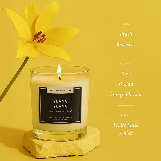 CULTURE & NATURE Natural Soy Wax Candle 7oz Ylang Ylang Scented