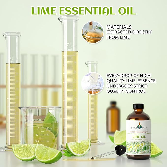 EVOKE OCCU Lime Essential Oil for Diffuser, Aromatherapy, Hair and Candles Making - 4 Fl Oz