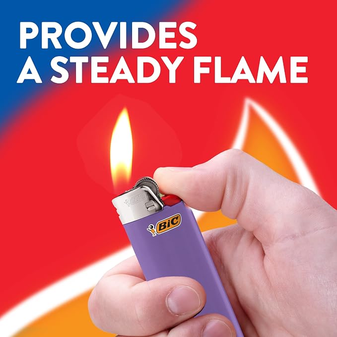 BIC Classic Lighters, Pocket Style, Lighter for Candles, Purple Lighters (Packaging May Vary), 12 Count Pack