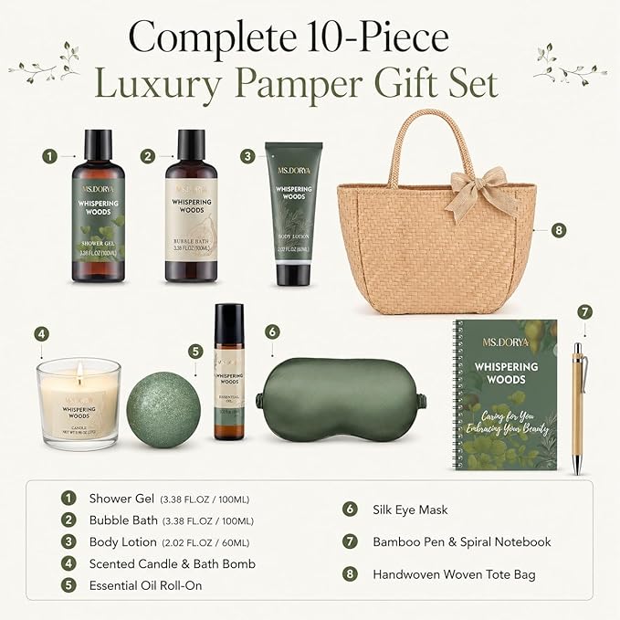 Birthday Spa Gift Baskets for Her Skin Care Kit for Women 10 Pcs | Home Skin Care Sets, Anniversary Gift, Birthday Day Gift for Her