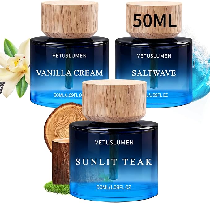 Car Air Freshener, 50ml Large Capacity Air Freshener Diffuser Set, 3-Scent Natural Essential Oil Fragrance, Premium Auto Perfume Accessories