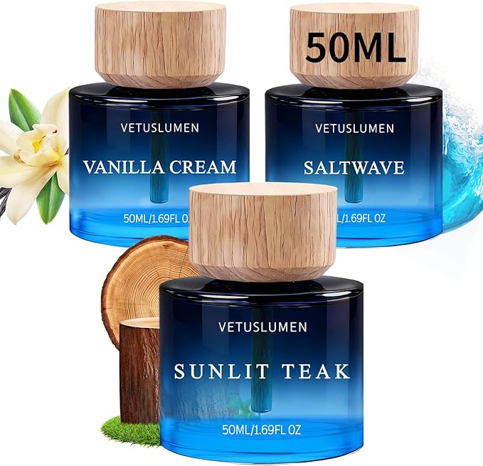 Car Air Freshener, 50ml /1.7fl oz Large Capacity Air Freshener Diffuser Set, 3-Scent Natural Essential Oil Fragrance Aromatherapy, Long-Lasting Fragrance Premium Auto Perfume Accessories