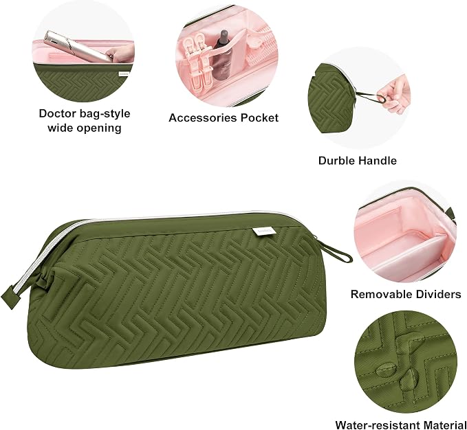 Leudes Hair Tools Travel Bag for Shark Flexstyle Carrying Case Portable Shark Hair Air Wrap Dryer Case Waterproof Dustproof Flat Curling Iron Travel Organizer (Army Green)