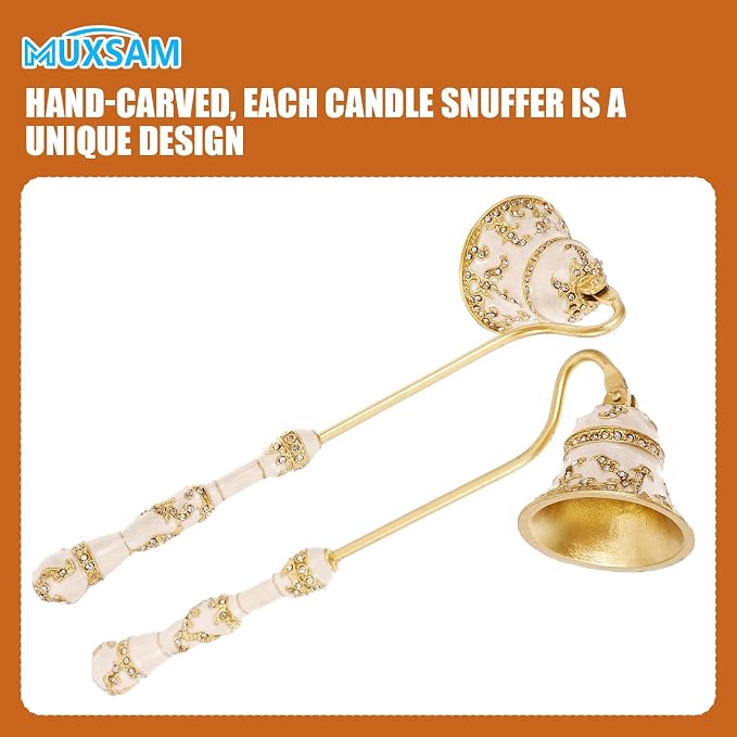 MUXSAM Vintage Candle Snuffer, Handheld Candle Extinguisher with Long Handle Wick Flame Snuffer Metal Candle Accessory for Home Decoration, White Teacup