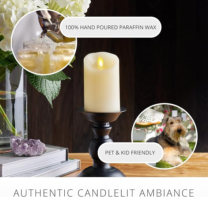 Luminara Flameless LED Battery Operated Ivory Pillar Candle, Flickering Realistic Moving Flame, 3" x 4.5" Luminous Real Wax Indoor Home Decor Pack of 1