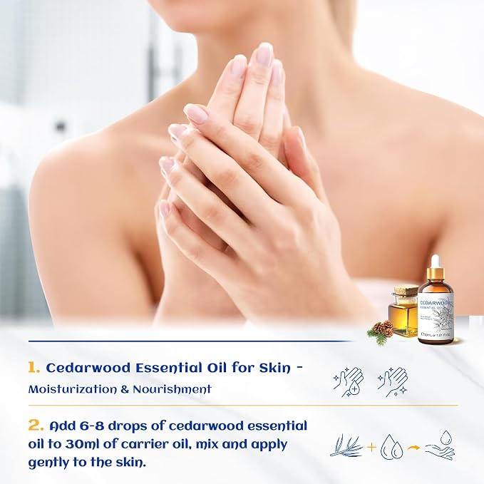 HIQILI 1 Fl Oz Cedarwood Essential Oil, Cedarwood Oil for Hair, Diffuser, Aromatherapy - 30ML