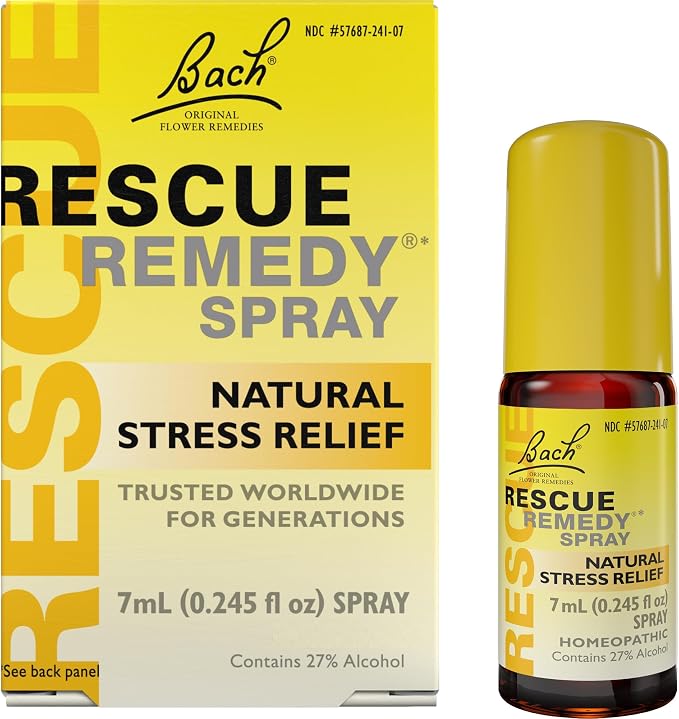 Bach RESCUE REMEDY Spray 7mL, Natural Stress Relief, Homeopathic Flower Essence, Vegan, Gluten and Sugar-Free, Non-Habit Forming