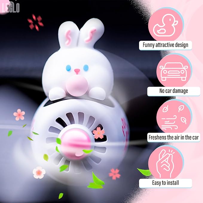 White Rabbit Pilot Car Air Freshener Vent Clip – Airplane Car Freshener | Easy Clip-On, ABS+PP | Rotating Propeller for Eliminating Odors, Long-Lasting Fragrance & Fun Addition to Your Vehicle
