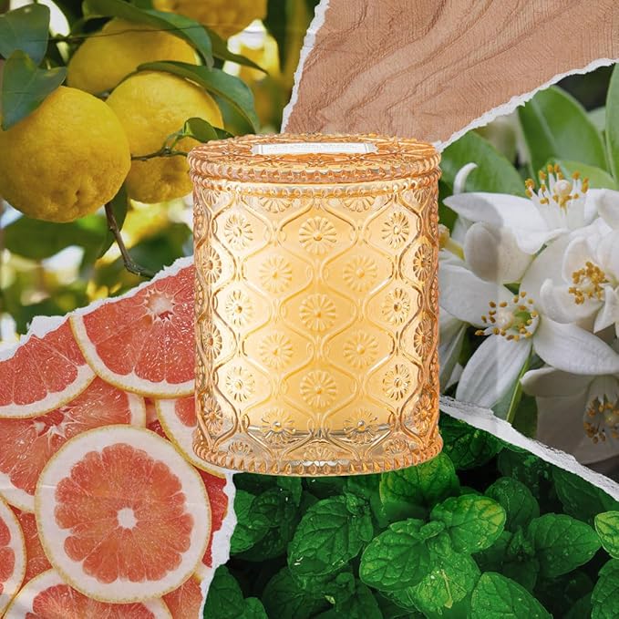 LA JOLIE MUSE Yuzu Neroli Scented Candles for Home, Natural Soy Wax 40 Hrs | Luxury Fresh Jar Candle, Clean Non Toxic, Gift for Women & Men, Spring Summer Candles, Pretty Candle, Citrus Orange Spearmint