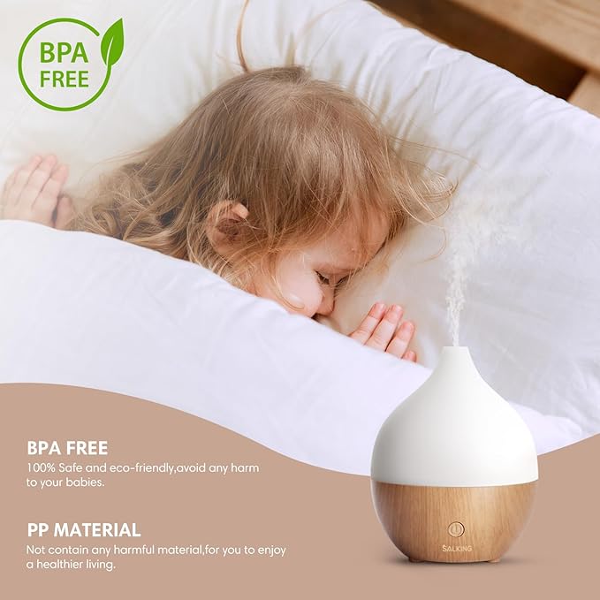 SALKING Essential Oil Diffuser with Remote Control, 100ml Small Aromatherapy Diffuser for Essential Oils, 2 Mist Modes Ultrasonic Diffusers, Cool Mist Humidifier with Timer, for Office Home