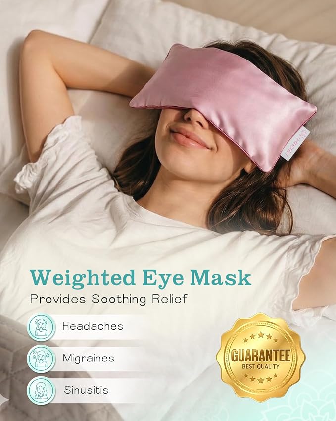 Weighted Eye Mask for Sleep, Yoga, Meditation, Lavender Eye Pillow Heated for Headache, Sinus, Dry Eyes Relief, Moist Heat Mask Purple Relaxation Gifts for Women (Pinkx2)