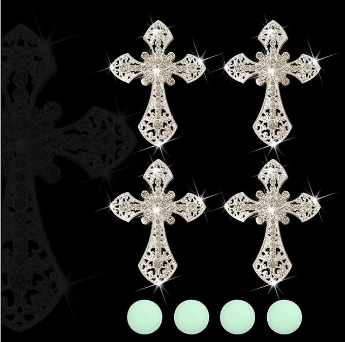 4Pcs Bling Cross Air Vent Clips,Crystal Car Vent Clip,Interior Accessories,Air Fresheners Vent Clips Car Diffuser Vent Clip Rhinestone Diamond Cross Car Decoration Car Interior Decor Car Accessorie