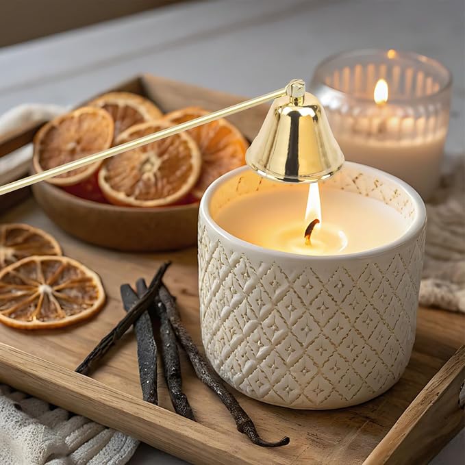 7 Pack 8.3 Inch Gold Candle Snuffer Set, Candle Wick Snuffer Elegant Home Décor Accessory for Scented Candles