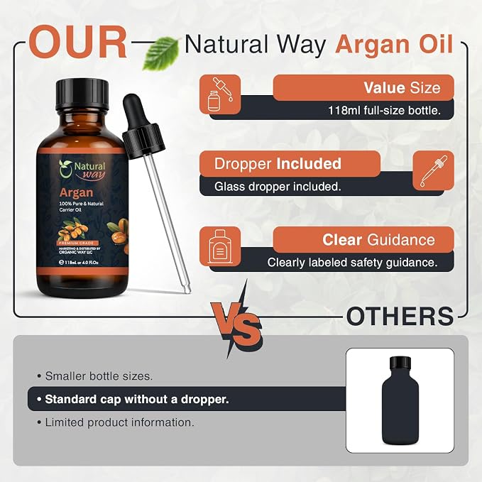 Argan Carrier Oil for Face, Hair, Nails and Dry Skin | Natural Aroma Oil for Home Fragrance, DIY Beauty Blends & DIY Candle Making, Long Lasting Scent for Office, Bedroom Scent 4 Fl Oz (120 mL)