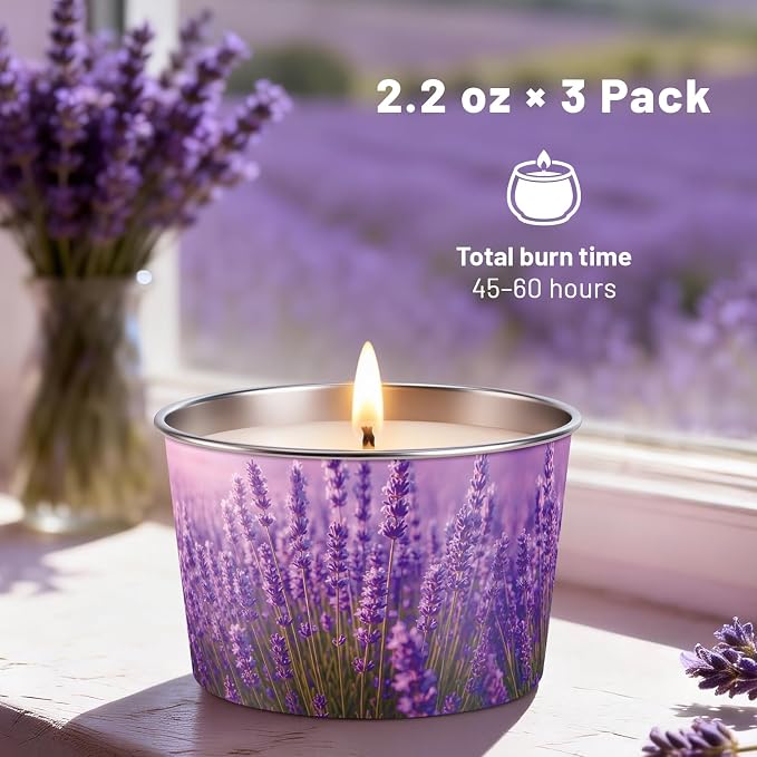 Lavender Candle for Women 3 Pack, 2.2oz Lavender Scented Candles for Sleep Relaxation, Natural Soy Wax with Essential Oils, Birthday Gifts Mothers Day Candle for Women Mom