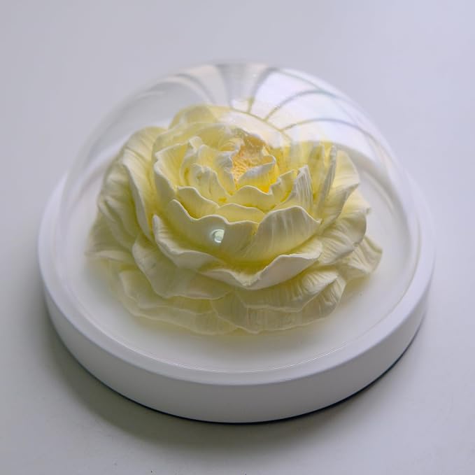 Essential Oil Passive Flower Diffuser -Non-Electric Peony Flower Porcelain Aromatherapy Diffusers for Small Mini Room, Desk Decorative, Bathroom (Yellow, Peony)