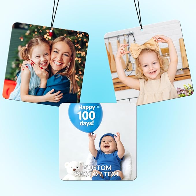 Custom Air Fresheners with Picture for Car | Personalized Photo Gifts; Double-Sided Print; Hanging Ornament; Scent Choice Available; Square Shape