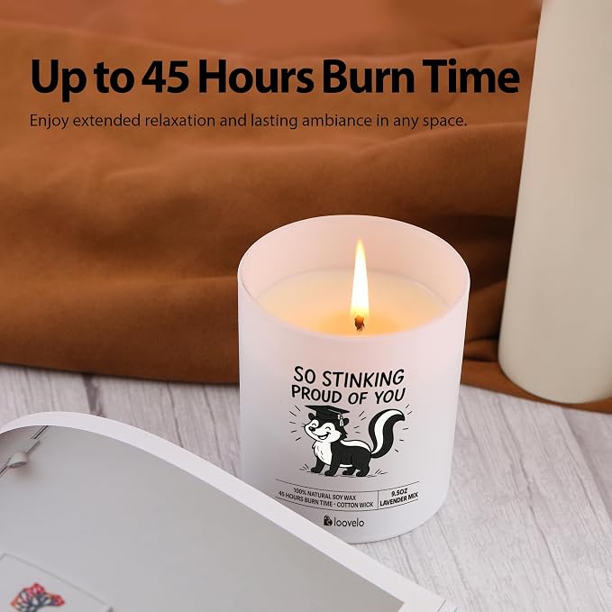 So Stinking Proud of You Graduation Gifts for Him Her College Masteral High School Students PhD Congratulations Gifts Scented Candle Home Office Jar Candles Sage Lavender Scent Soy Wax 9.5 oz